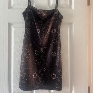 Sun and moon black mini dress